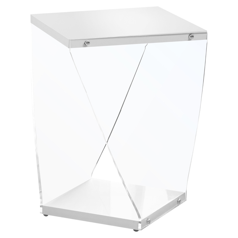 Monarch 22" Contemporary Twisted Acrylic Legs Accent Side End Table - Glossy White Finish