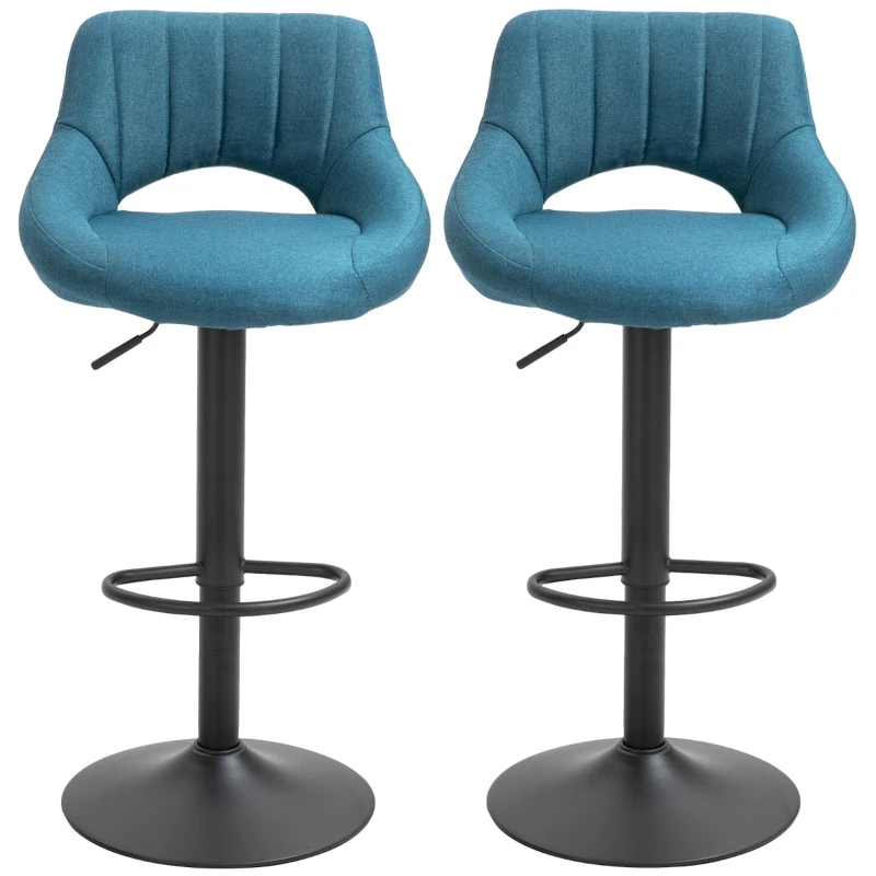 HOMCOM Modern Bar Height Chairs, Set of 2, Adjustable Swivel Round Metal Base, Elegant Design for Kitchen, Bar, Dining