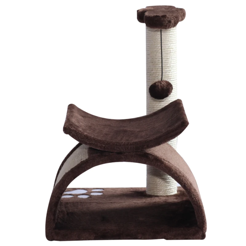 PawHut 17" Cat Scratching Tree Kitty Play Activity Center Pet Bed Rotatable Top Bar with Tunnel and Toy Ball