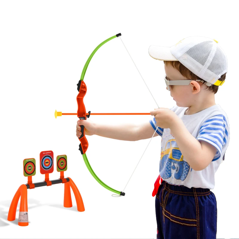 Qaba Children Bow & Arrow Outdoor Archery Set for Boys and Girls Ages 3-6 Years with 3 Arrows, 3 Targets, & Quiver