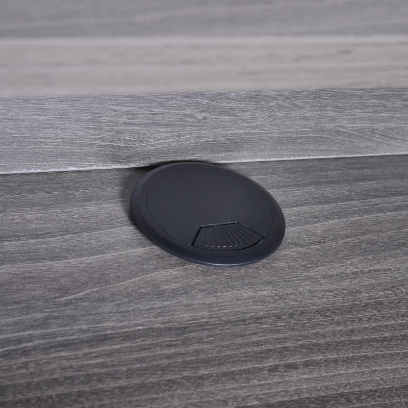 HOMCOM Computer Desk Wood Top Workstation PC Laptop Study Writing Table Home Office w/ Raised Rack Grey Oak