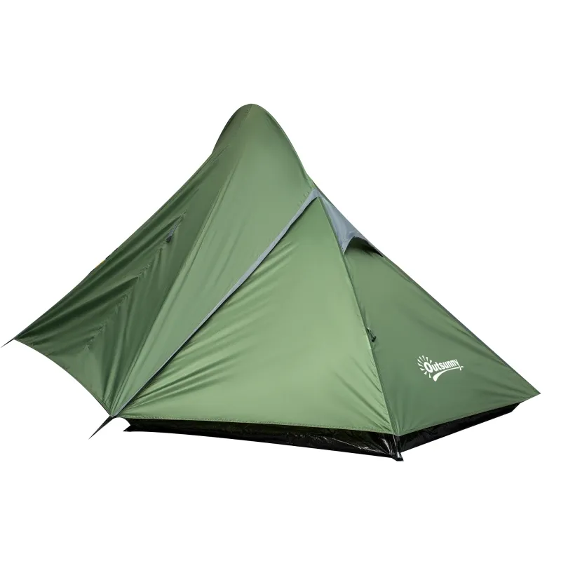 Outsunny Camping Tent 1-2 Person Backpacking with Tent Double Layer Portable Carry Bag Lightweight for Hiking Fishing
