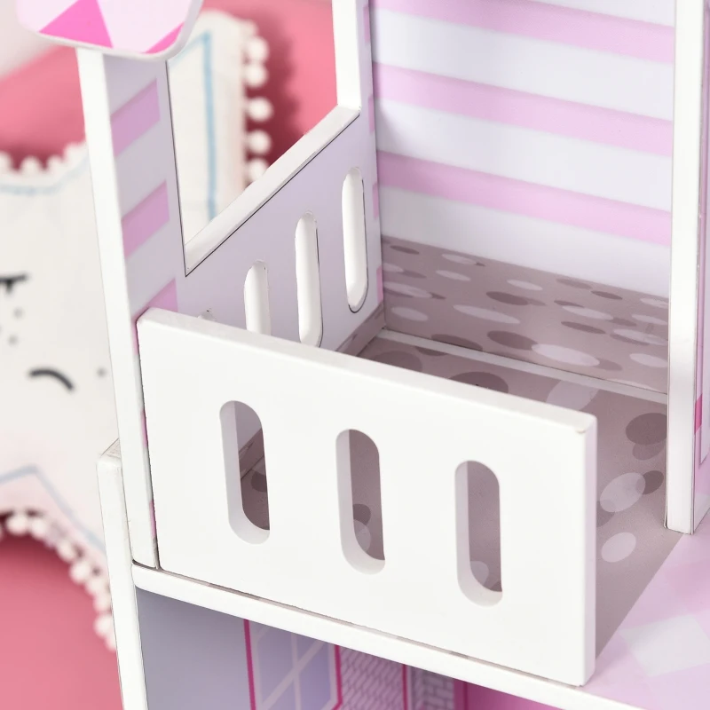 Qaba 2 in 1 Multifunctional Kids kitchen Doll House Toddler Pretend Play Toy Kitchen with Accessories Realistic Play Cooking Set for Girls Boys Pink