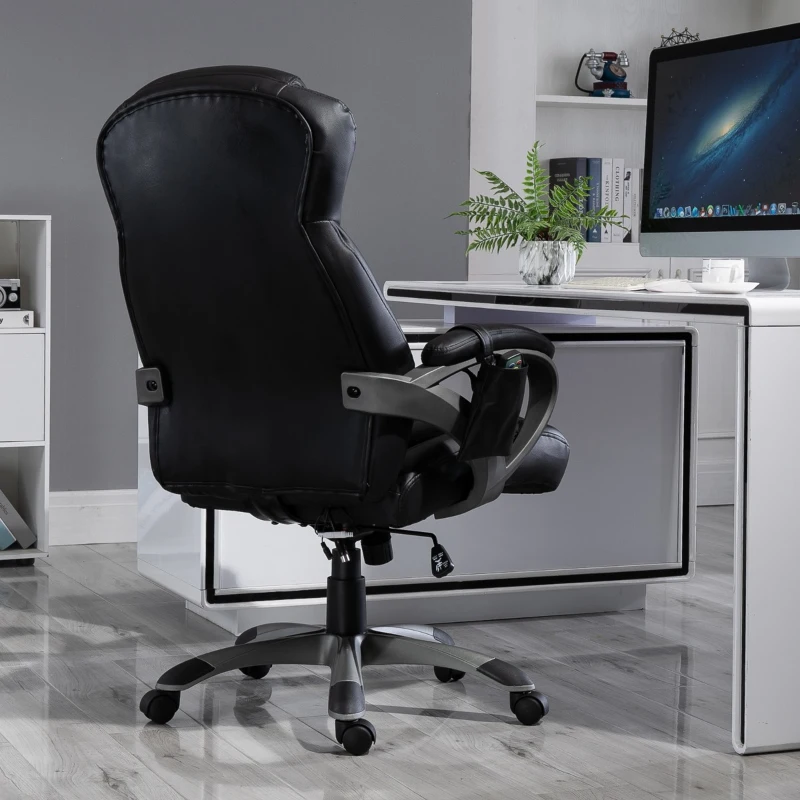 Vinsetto 4-Point Vibration Massage Executive Office Chair High Back Height Adjustable Padded Seat with Wheels, Black