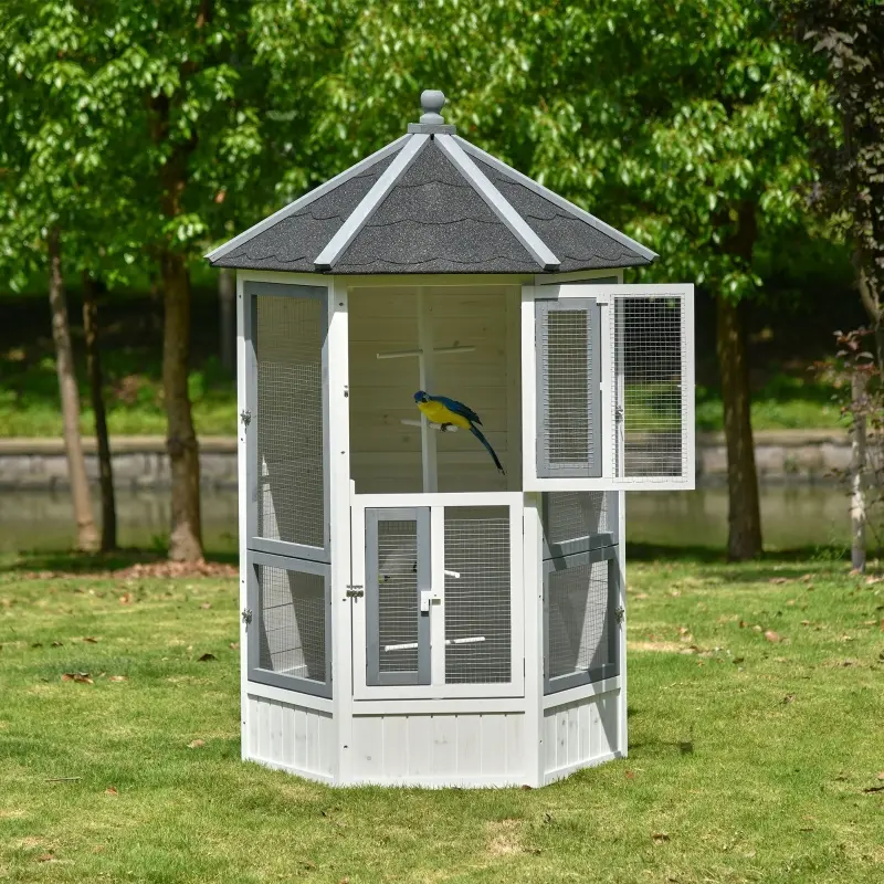 PawHut 72" Aviary Bird Cage, Includes Perches, Lockable Doors, Nesting Areas, Elegant Vintage Flight Enclosure Suitable for Small Parrots, Budgie, Canary, Cockatiel