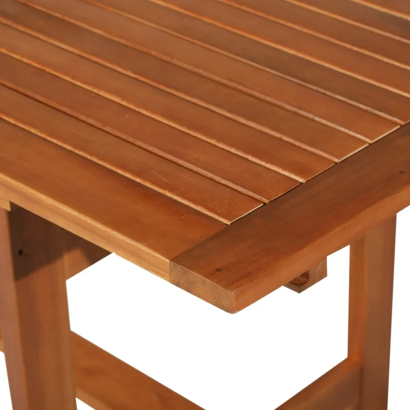 Outsunny Poplar Wood Slat Rectangular Extendable Outdoor Dining Table