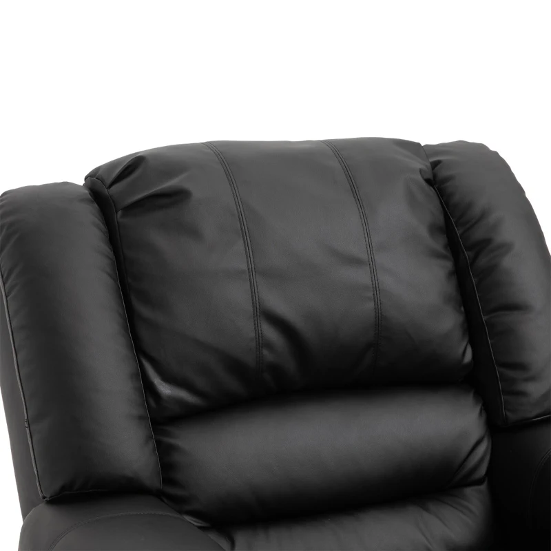 HOMCOM Recliner Chair Added Footrest Cushion Padded Seat Modern Nail Sofa PU Leather for Living Room Club Home Theater Seating, Black