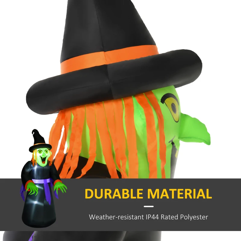 HOMCOM 8.3ft Halloween Inflatable Witch, LED Lighted for Home Indoor Outdoor Garden Lawn Decoration Party Prop, Black