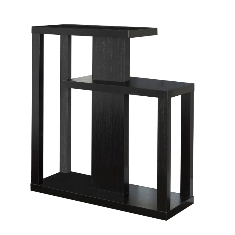 Monarch 32" Modern 3-Tier Open Concept Design Wood Grain-Look Accent Console Table - Cappucinno Brown Finish