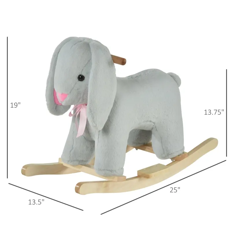 Qaba Kids Ride-On Rocking Horse Toy Rabbit Style Rocker Soft Plush Fabric for Children 36 Months
