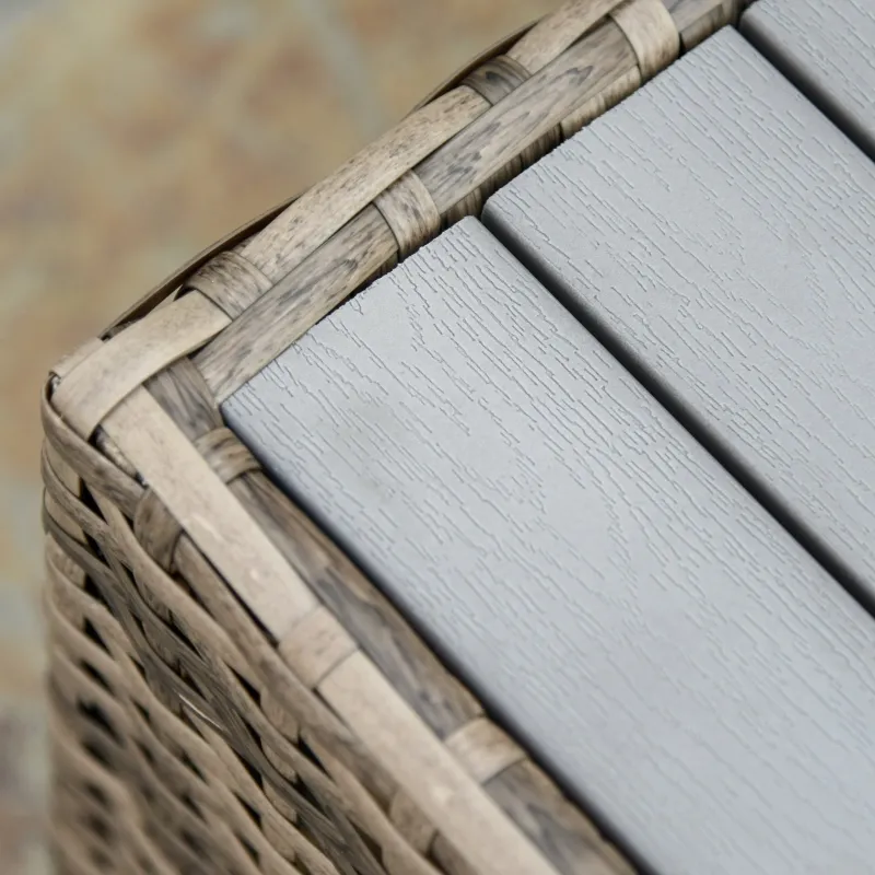 Outsunny 7-Piece Outdoor Wicker Patio Sofa Set, Modern Rattan Conversation Furniture Set with Cushions, Pillows and Tea Table - Blue