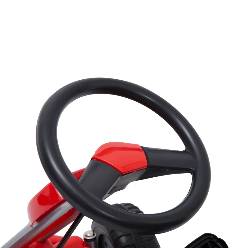 HOMCOM Pedal Go Kart Kids Children Racing Wheel Rider w/ Hand Brake Red Black