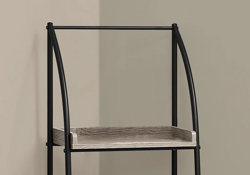 Monarch 48" Contemporary Open Concept 3 Shelf Bookshelf - Dark Taupe / Black Metal