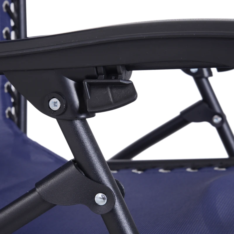 Outsunny Zero Gravity Lounger Adjustable Patio Lounge Chair Foldable Reclining Seat Outdoor Garden Portable Recliner Dark Blue