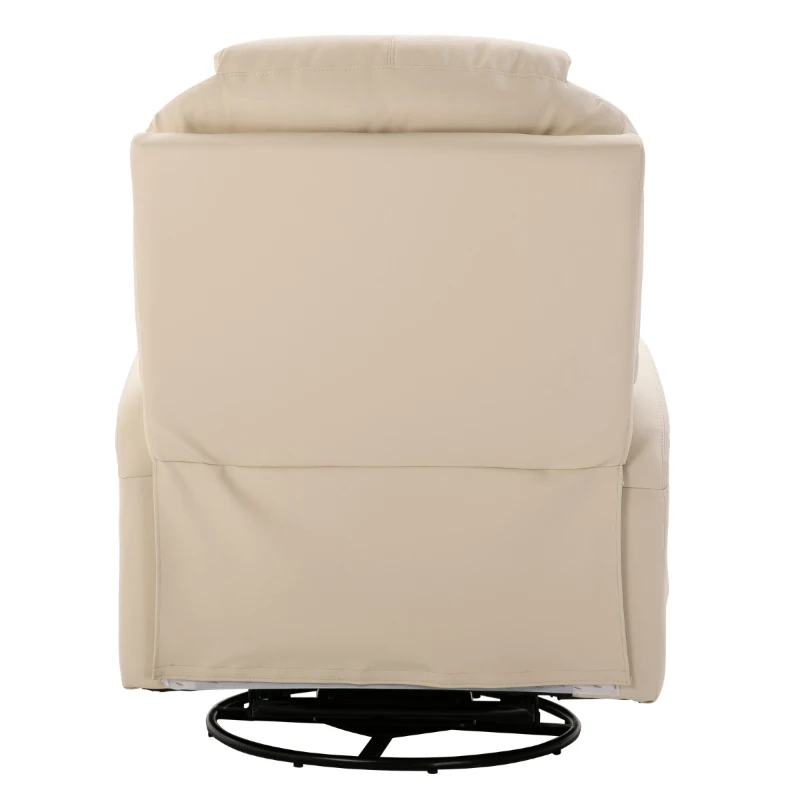 HOMCOM PU Leather Massing Recliner with 8-Point Vibration, Cup Holders, Manual Pull Handle and 360 Swivel, Beige