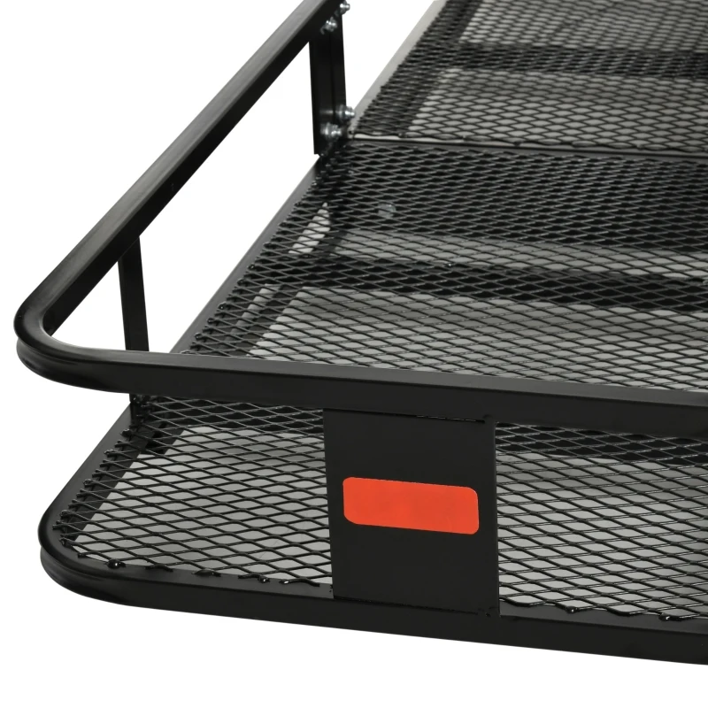 Aosom Folding Cargo Carrier with 500 lbs Capacity, 59‘’x19''x6'' Hitch Mount Luggage Basket Fits 2'' Receiver for Car SUV Traveling