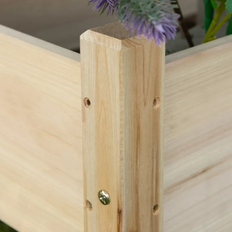 Outsunny Raised Garden Bed, 2-Tier Wood Planter Stand Plant Grow Box, 34"x34"x28"