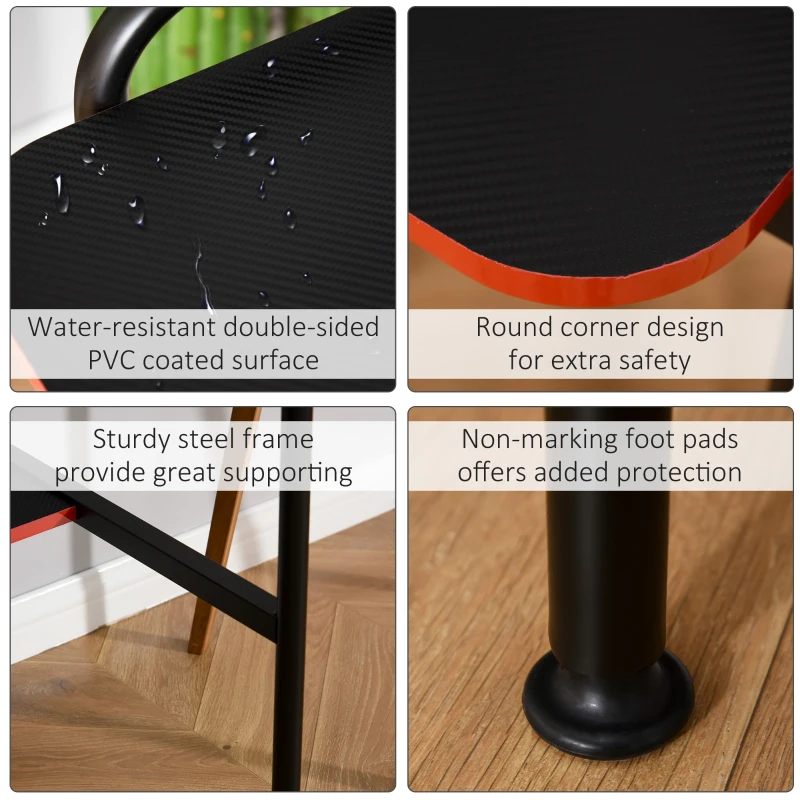 HOMCOM Gaming Writing Desk Computer Table with Raised Monitor Stand Home Office