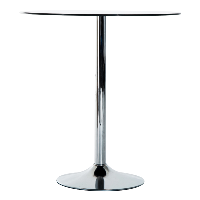 Open Box HomCom 29" Modern Compact Lightweight Round Glass Top Pub Bistro Patio Table - Matte Black