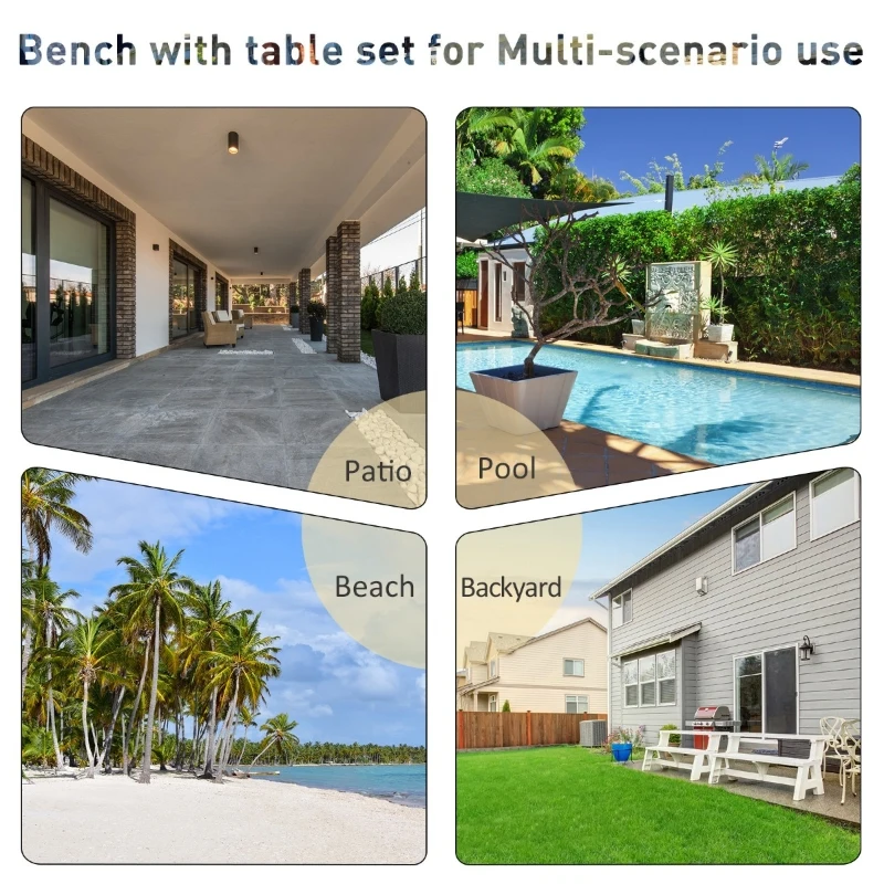 Outsunny Bistro Set Outdoor Furniture Set with Attached Middle Glass Coffee Table, Breathable Fabric Double Chairs for Balcony, Patio, Porch