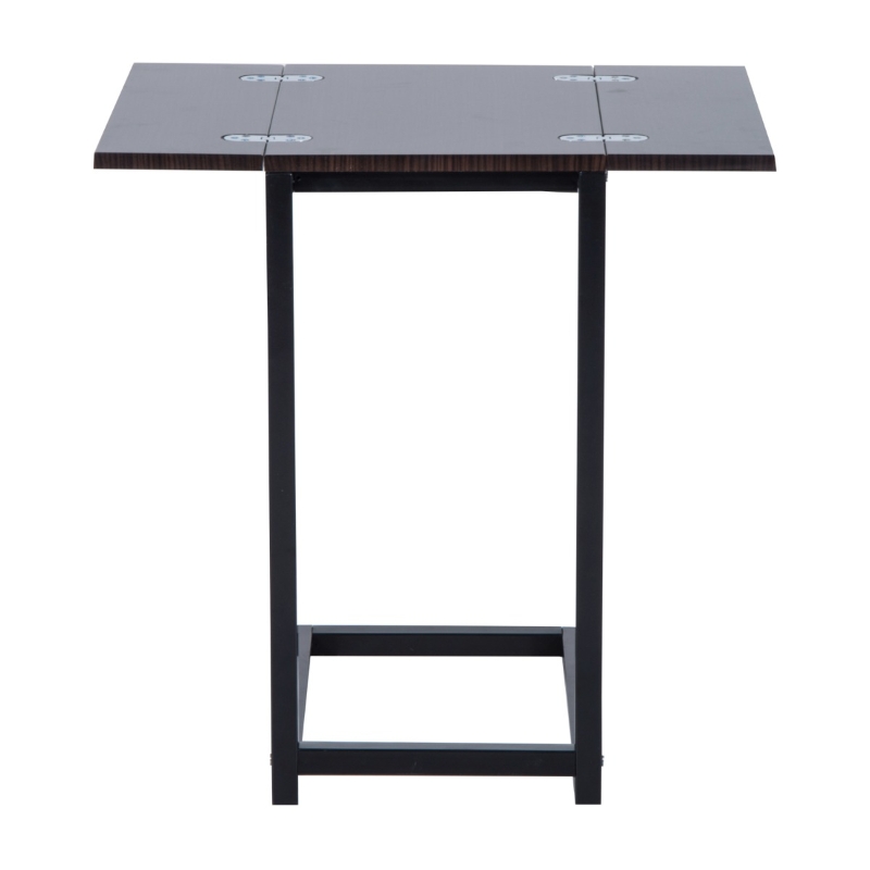 HOMCOM 24" Sofa Side End Table, C Shaped Coffee Tray Couch Table with Steel Frame, Portable Laptop Snack Table for Living Room, Dark Walnut