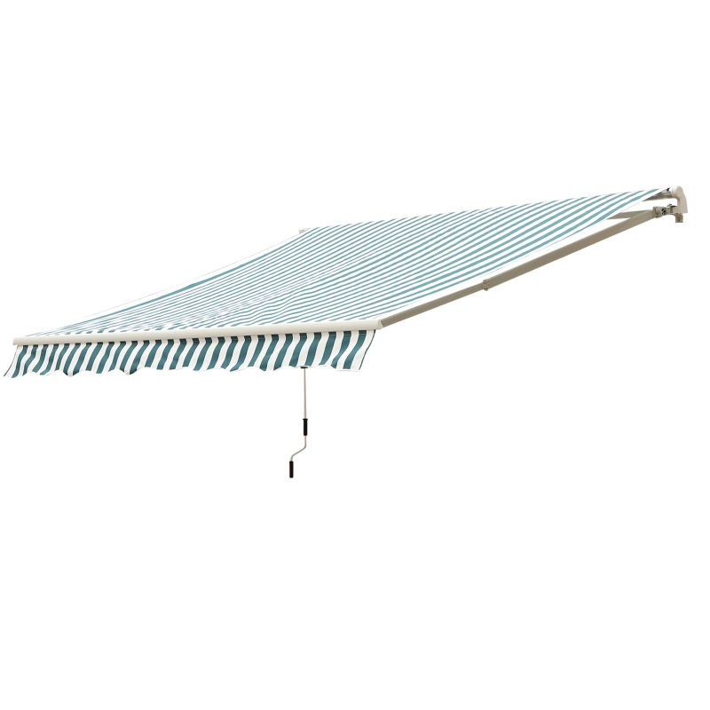 Outsunny 12' x 10' Outdoor Patio Manual Retractable Exterior Window Awning with Adjustable & Versatile Design - Green