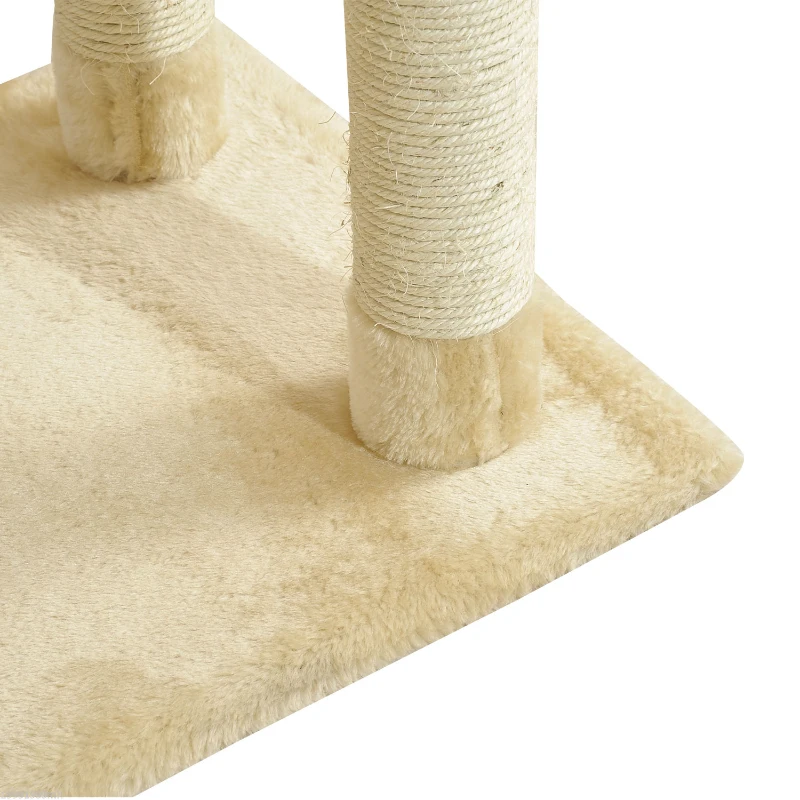 Pawhut 55Inch Cat Climbing Tree Condo Kitten Scratching Post Sisal Activity Center Beige