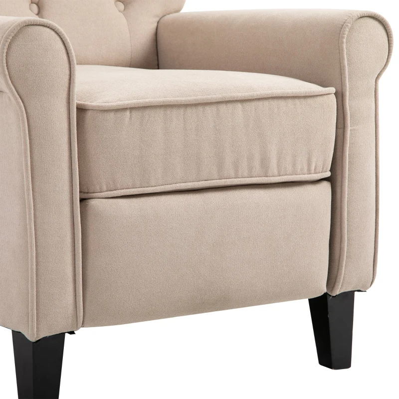 HOMCOM Linen Fabric Manual Recliner with Vibrating Massage and Wired Remote Control - Cream White