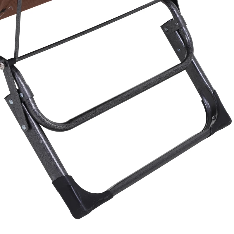 Outsunny Oxford Fabric Metal Frame Outdoor Pool Sun Lounger Lounge Chair 120°/180°, Brown