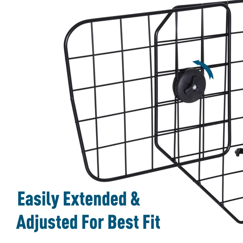 PawHut 35"- 48" Vehicle Pet Barrier Adjustable Dog Fence for Car SUV Truck Universal Fit Expandable Safe Guard Gate Black