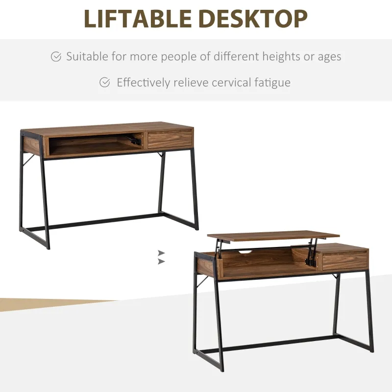 HOMCOM Compact Computer Desk Workstation for Modern Office Study Writing with Drawer Storing Box, Home Furniture, Natural