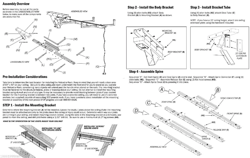 HOMCOM Roof Mounted Skateboard Ceiling Lift Rack Hoist Pulley Rope Bike Storage Systems Black