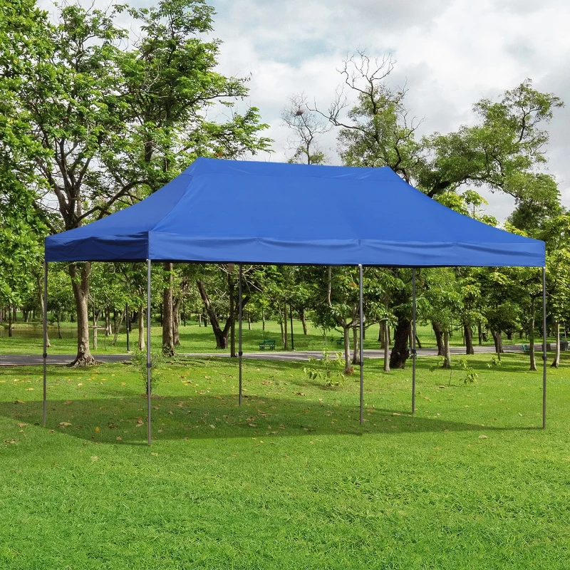 Outsunny 10' x 20' Pop Up Canopy Tent, Instant Sun Shelter, Tents for Parties, Height Adjustable, with Wheeled Carry Bag, for Outdoor, Garden, Patio, Dark Blue