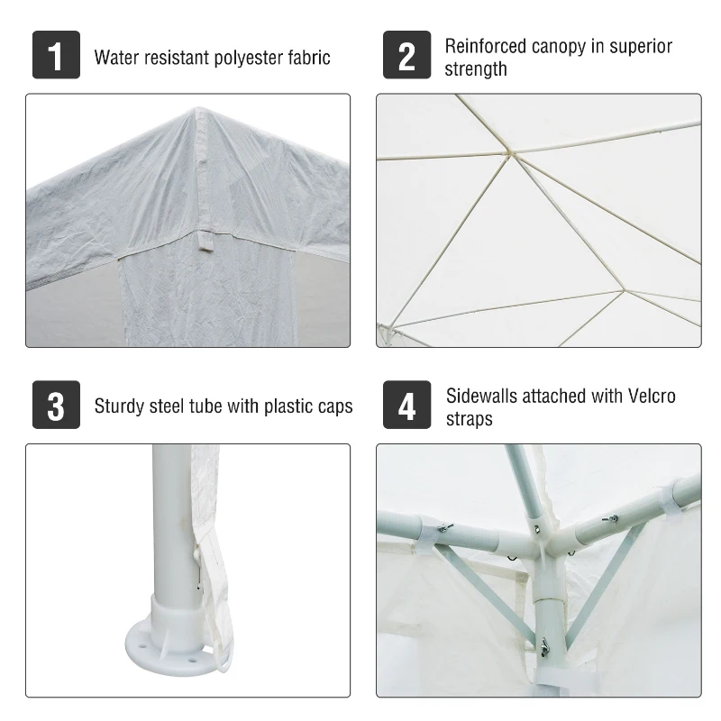 Outsunny 10X30ft Gazebo Canopy Party Tent Outdoor Event Sunshade Portable with 5 Removable Sidewalls White