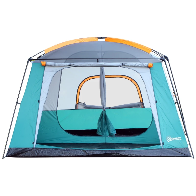 Outsunny Outdoor 3-Room Camping Tent For 10-12 W/ Build-in Bag, Lighting Hook, Carrying Bag