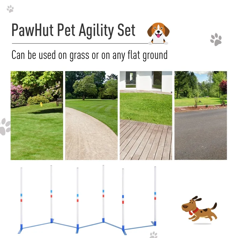 PawHut Dog Agility Equipment Dog Weave Pole Set Agility Starter Kit Pet Outdoor Exercise Training Set