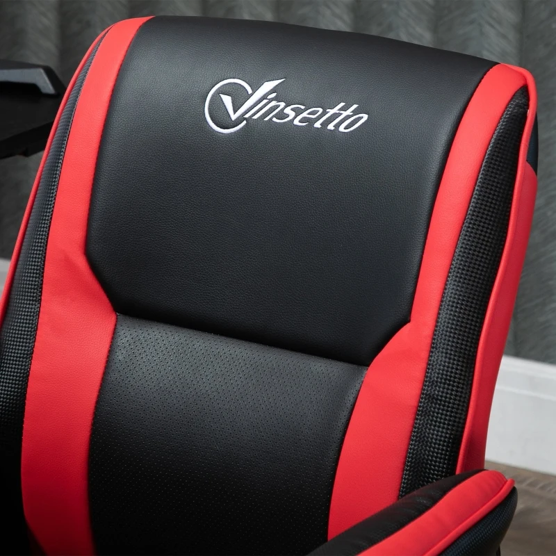 Vinsetto Ergonomic Racing Gaming Chair Faux Leather Office Computer Desk Chair with Mid Back, Armrest, and Adjustable Height, Red