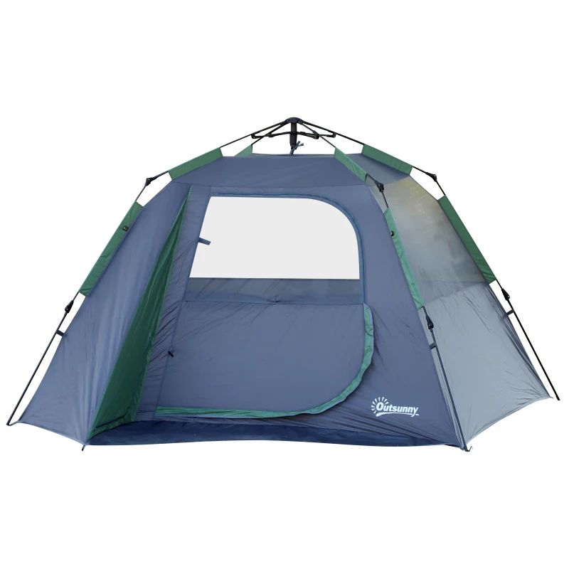 Outsunny 3-4 Person Cabin Tent with Instant Set Up Pop-Up Camping Shelter W/ Removable Waterproof Rainfly, Pack Storage Bag