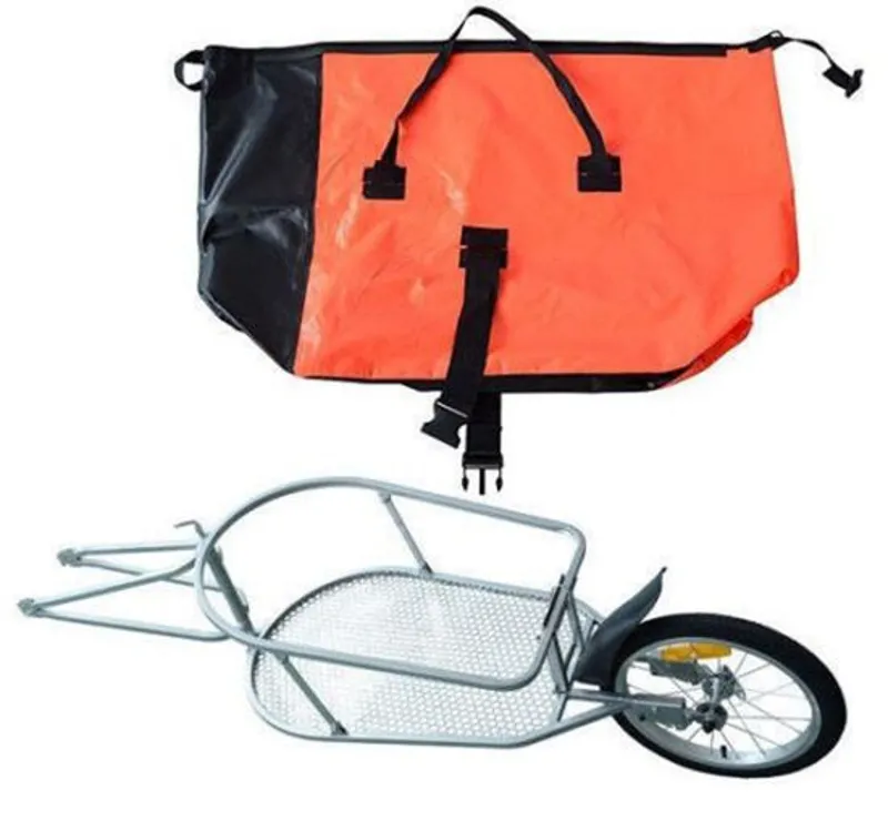 HOMCOM Solo Single-Wheel Bicycle Cargo Bike Trailer Cart Carrier, Orange