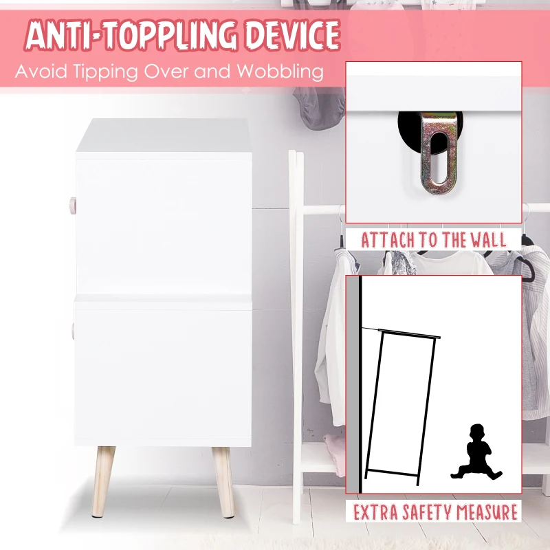 HOMCOM Kids Cabinet Bedroom Storage Organization Unit Bedroom Pink