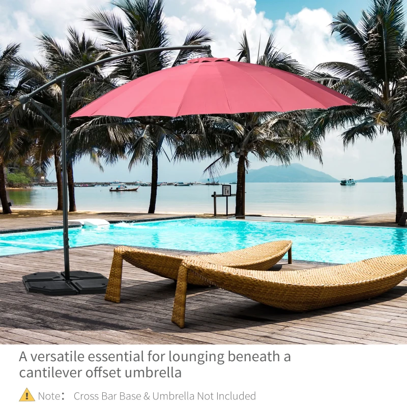 Outsunny 132 lbs Water/Sand Heavy-Duty Cantilever Offset Patio Umbrella Base Weights with Easy-Fill Spout, Black