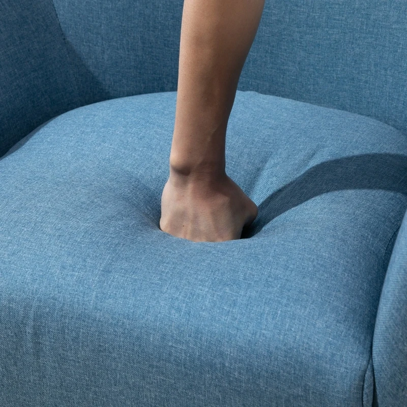 HOMCOM Modern Rocking Chair Sofa Armchair Modern Accent Chair with Thick Padding, Winged Back for Living Room, or Bedroom, Blue