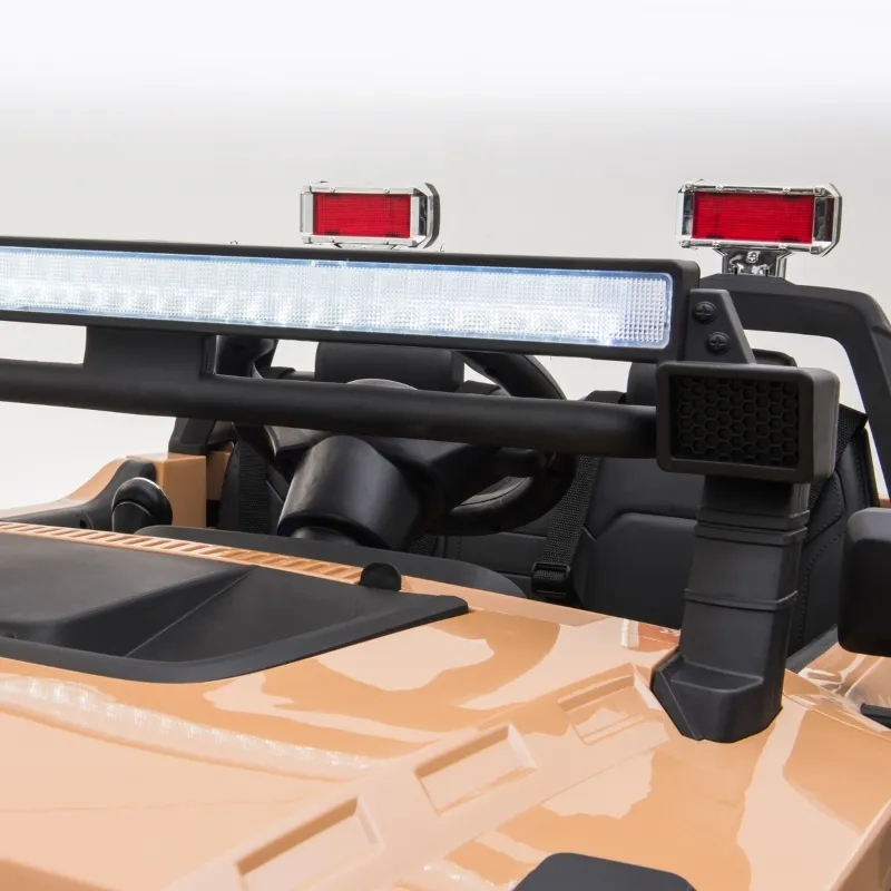 Aosom 12V Kids Electric 2-Seater Ride On Police Car SUV Truck Toy with Parental Remote Control & MP3 Sound, Tan