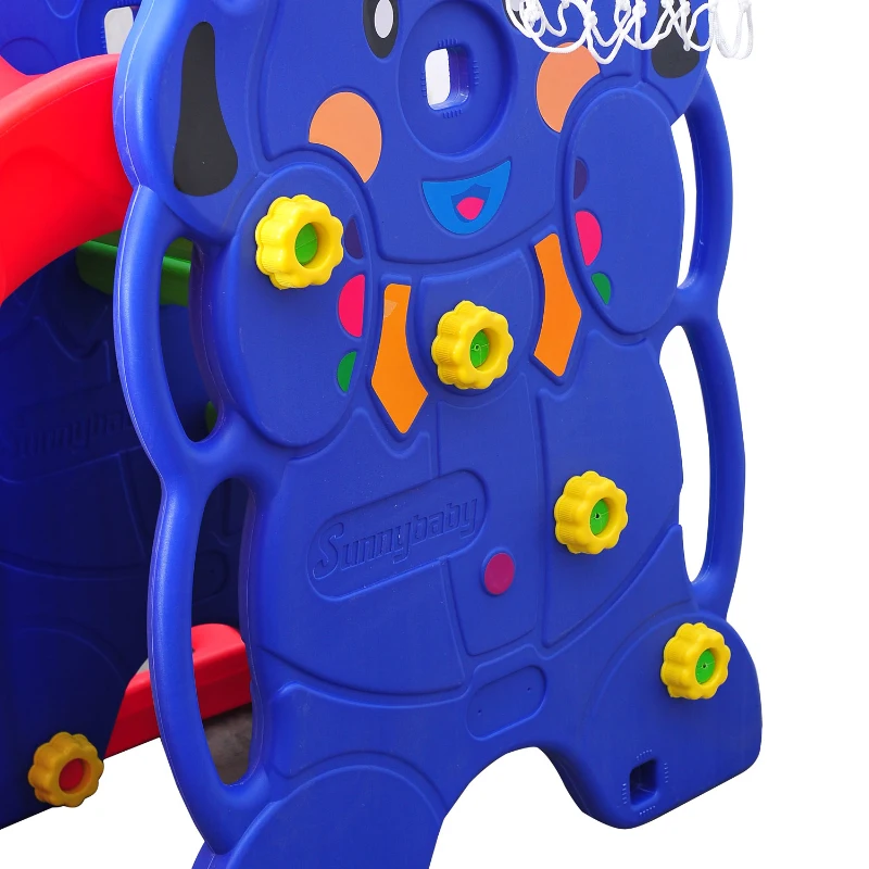 Qaba Sturdy Playground Set - Indoor/Outdoor - Blue/Red - Ages 2-7