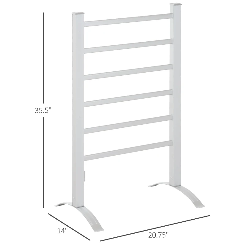 HOMCOM 6-Bar Aluminum Freestanding Towel Warmer Electric Heated Shelf Home Bathroom Towel Drying Rack Stainless Steel