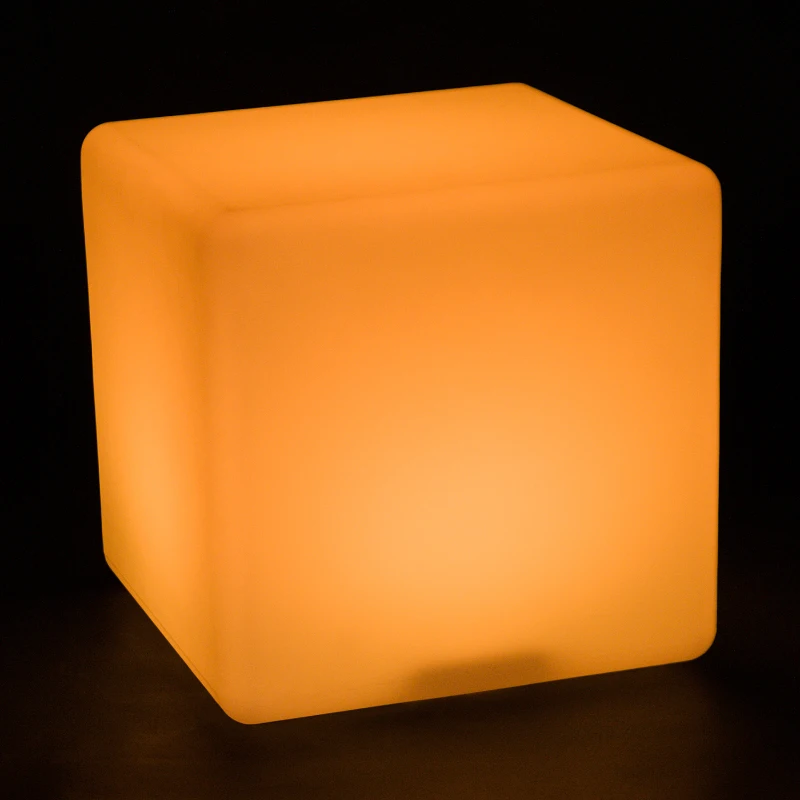 HOMCOM 16" RGB Led Cube Light Waterproof Rechargeable Adjustable Color Changing Tesseract Mood Lamp With Remote Control