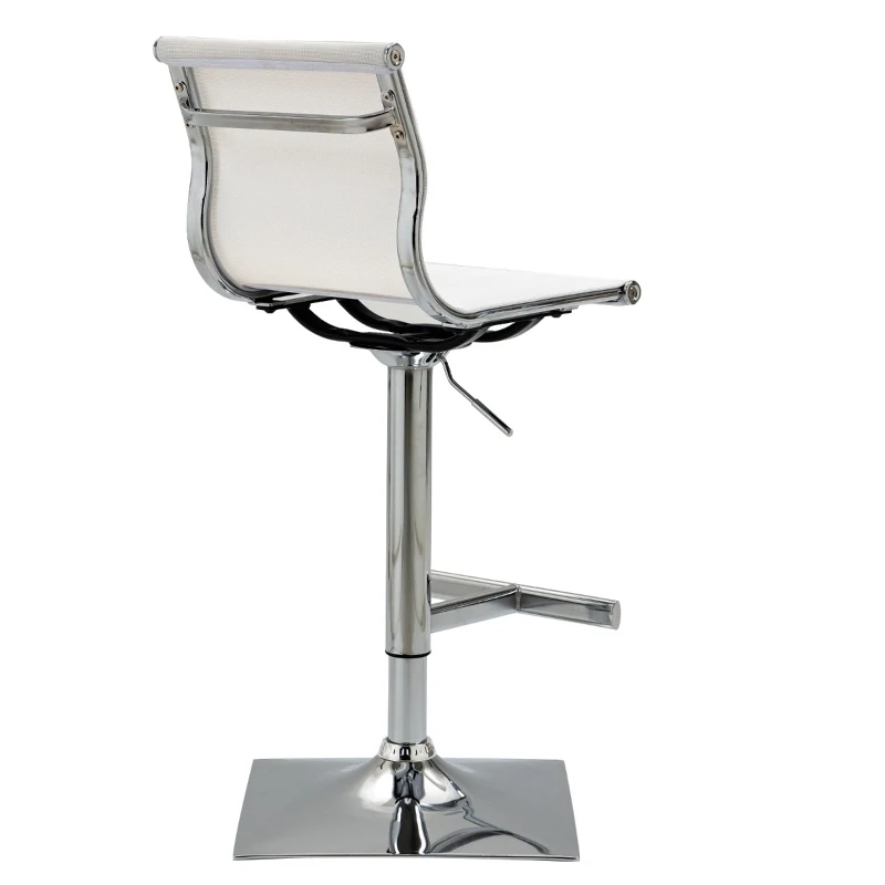 HOMCOM Modern Adjustable Bar Stool Pub Chair, Swivel Dining Stool with Gas Lift, Steel Base, Breathable Fabric Seat for Kitchen Island Counter, White