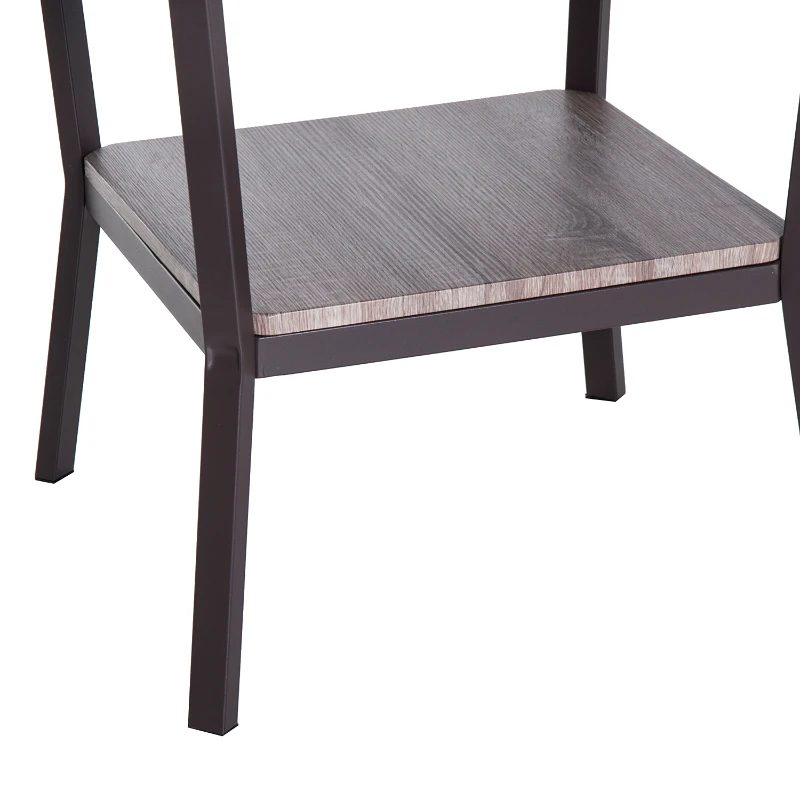 Open Box HomCom Rustic Industrial Minimal Two Tier Wooden Accent End Table - Light Brown Woodgrain