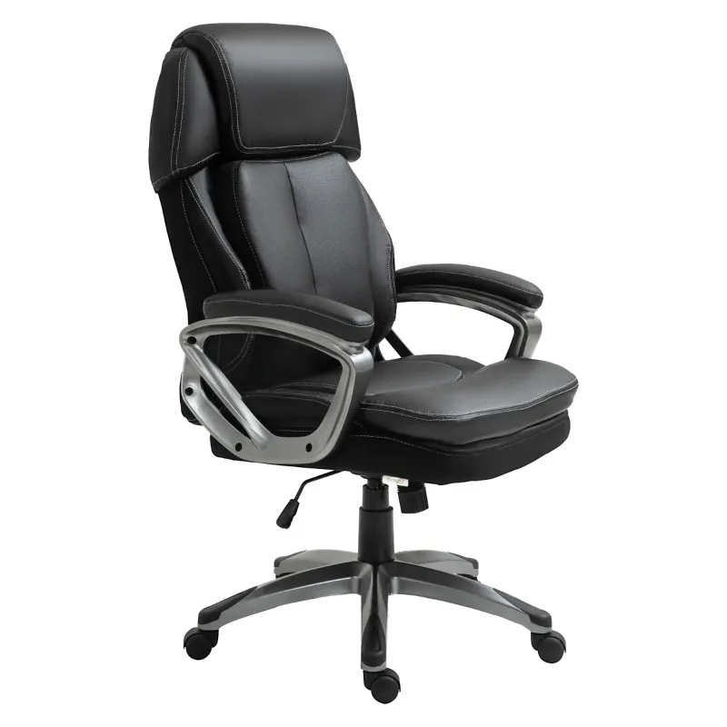 Vinsetto High Back Home Office Chair PU Leather Swivel Chair w/ Adjustable Height, Black