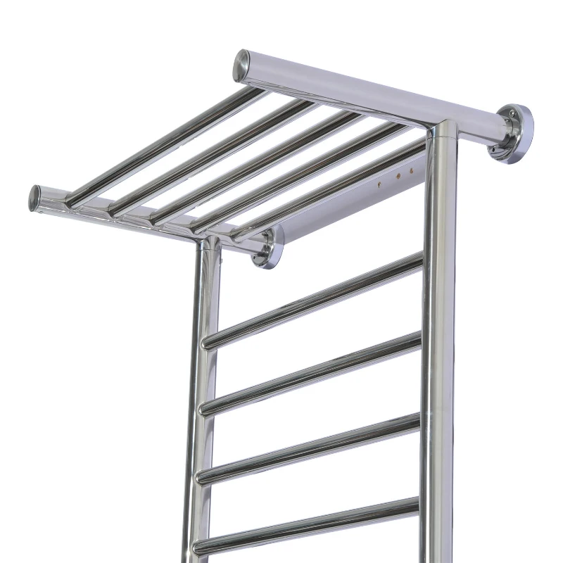 HomCom 9-Bar Stainless Steel Wall Mounted Electric Heated Towel Rack Warmer With Shelf